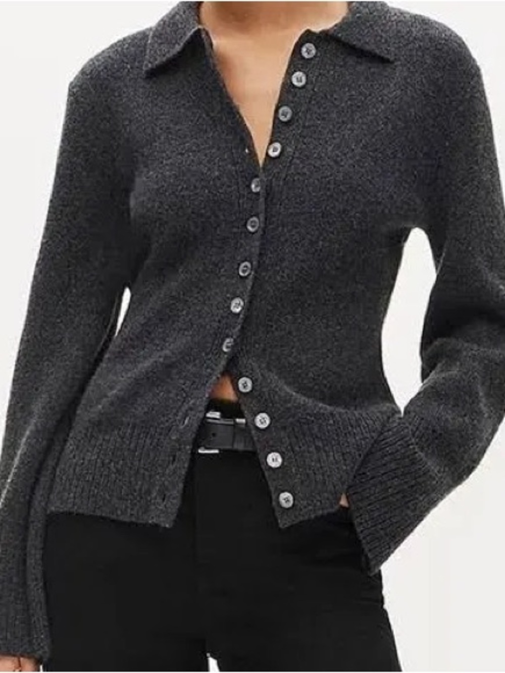 J. Crew Charcoal Button-Up Collared Cardigan